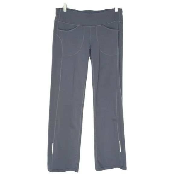Athleta Power Kick Yoga Pants Gray Straight Wide Leg Yoga M Athleisure - Picture 1 of 7